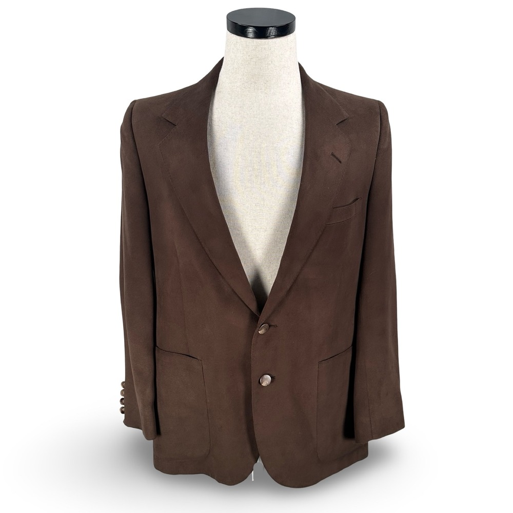 Lanvin‎ Paris New York Brown FeatherSuede Synthetic Suede Blazer Sport Coat 40R